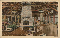The Lounge, Starved Rock Lodge Oglesby, IL Postcard Postcard Postcard