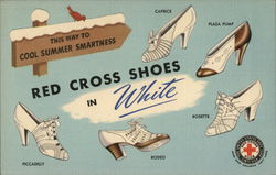 Red Cross Shoes in White, Parisian Shoe Store Postcard