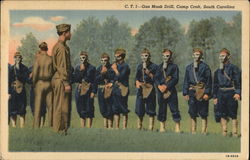 Gas Mask Drill Postcard