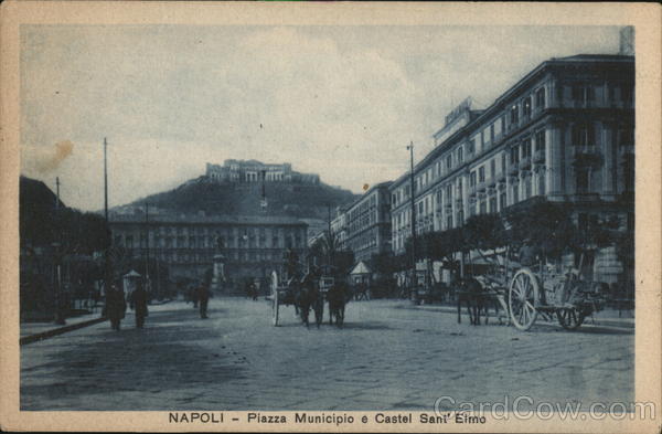 Napoli - Piazza Municipio e Castel Sant' Elmo Naples Italy