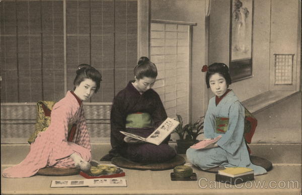 Japanese women reading books.
