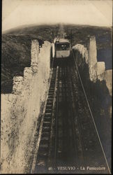 Vesuvio - La Funicolare / Vesuvius - The Incline Lift Naples, Italy Postcard Postcard