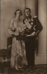 Princess Märtha of Sweden was Crown Princess of Norway and future King Olav V from at their wedding 1929 Postcard