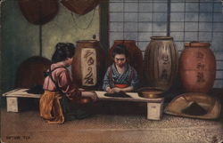 Sifting tea - "Japanese at home" Postcard Postcard