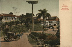 Hospital Showing Ambulance Postcard