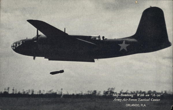 Skip Bombing With an A-20, Army Air Forces Tactical Center Orlando Florida