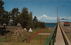 The Mackinac Bridge and Michilimackinac State Park Postcard