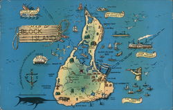 Map of Block Island Rhode Island Postcard Postcard Postcard