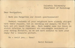 Columbia University - Department of Sociology New York, NY Postcard Postcard Postcard