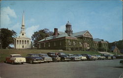 Municipal Building and Church in Ellsworth, Maine Postcard