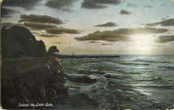 Sunset On Lake Erie Postcard