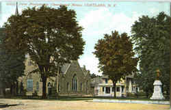 First Presbyterian Church And Manse Cortland, NY Postcard Postcard