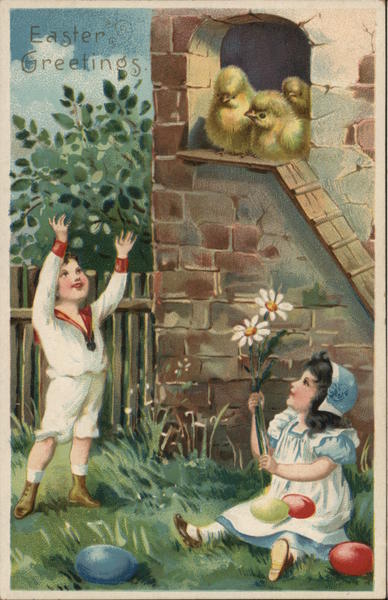 Easter Greetings With Chicks