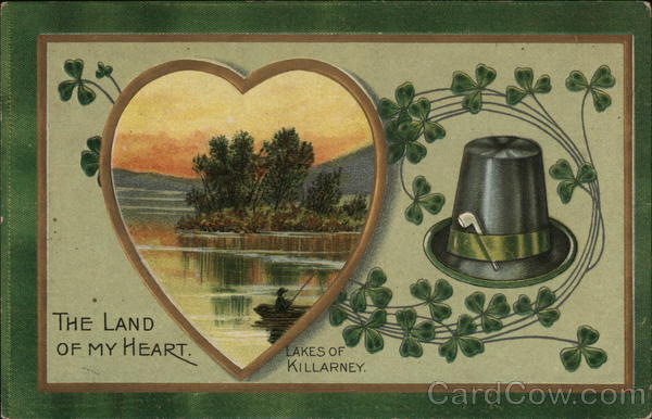 St Patrick's Day - A Heart-shaped Landscape next to a hat with a pipe in the brim
