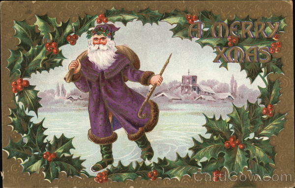 A Merry Xmas - Santa in Purple Santa Claus