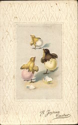 A Joyous Easter - Three chicks hatching With Chicks Postcard Postcard Postcard