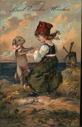 Best Easter Wishes - Child Dancing with Lamb Best Easter Wishes - Child Dancing with Lamb