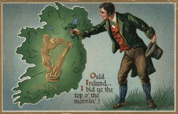 Ould Ireland, I Bid Ye The Top O'The Mornin' St. Patrick's Day Postcard Postcard Postcard