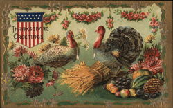 Thanksgiving Greetings - Two Turkeys with food and flowers Thanksgiving Greetings - Two Turkeys with food and flowers