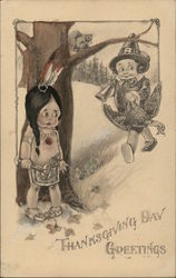 Pilgrim and Indian Postcard