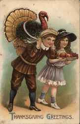 Thanksgiving Greetings Children Postcard Postcard Postcard