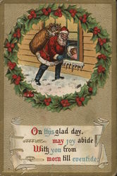 Santa on a Roof Postcard