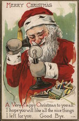 Merry Christmas-Santa talking on phone. Merry Christmas-Santa talking on phone.