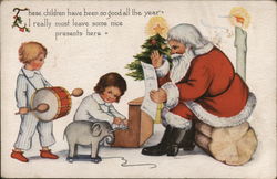 Santa and Children Postcard