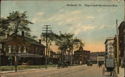 Depot and Merchants Row Rutland, VT Postcard Postcard Postcard