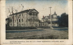 Gaylord Hospital and Dr. D.N. Jones' Residence Minnesota Postcard Postcard Postcard