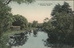 A View of the River Taunton, MA Postcard Postcard Postcard