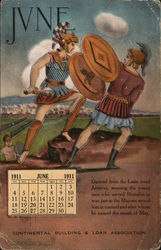 June 1911 Calendar Postcard