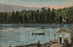 Schoharie Lake and Boat Float Tannersville, NY Postcard Postcard Postcard