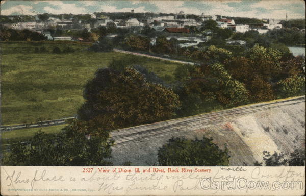 View of Dixon and River, Rock River Scenery Illinois