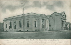 New Post Office, Century Club at Right Elkhart, IN Postcard Postcard Postcard