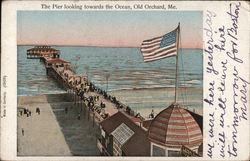 The Pier Looking Towards the Ocean Old Orchard Beach, ME Postcard Postcard Postcard