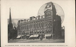 Town Hall, Built 1870, Destroyed by Fire February 4, 1904 Stamford, CT Postcard Postcard Postcard