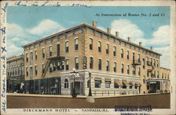 Dieckmann Hotel, At Intersection of Routes No. 2 and 11 Postcard