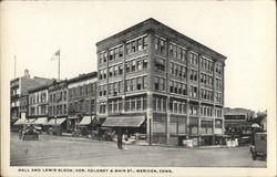 Hall and Lewis Block, Cor. Coloney & Main St. Postcard