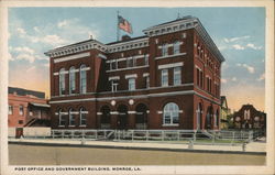 Post Office and Government Building Monroe, LA Postcard Postcard Postcard