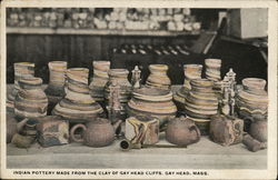 Indian Pottery Made from the Clay of Gay Head Cliffs Massachusetts Postcard Postcard Postcard