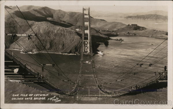 One Mile Catwalk, Golden Gate Bridge Construction San Francisco California