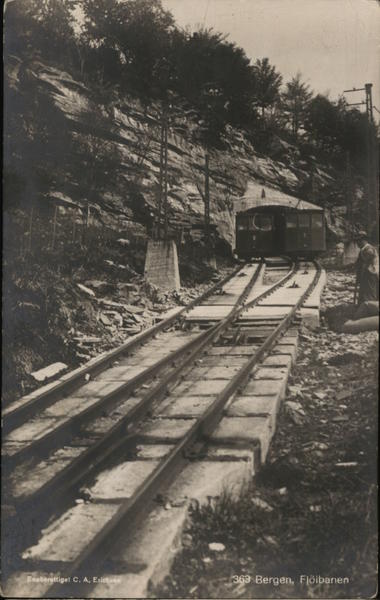 Funicular (Train) Going In and Out of Tunnel Bergen Norway