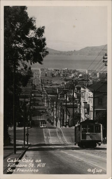Cable Cars on Fillmore Street Hill San Francisco California