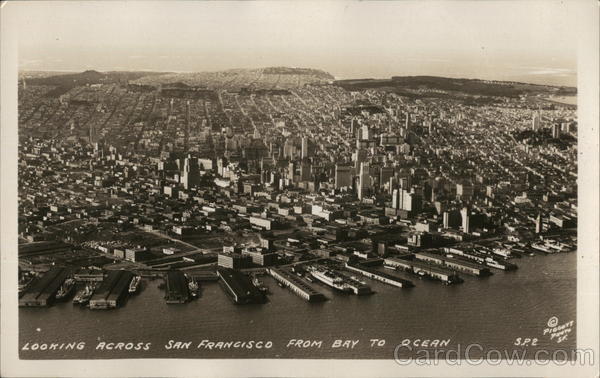 Looking Across San Francisco From Bay to Ocean California