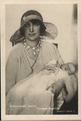 Crown Princess Märtha of Sweden with Princess Ragnhild Postcard