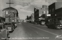 Park Street and Northern Pacific Depot Livingston, MT Postcard Postcard Postcard