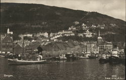 View of Town From Lake Bergen, Norway Postcard Postcard Postcard