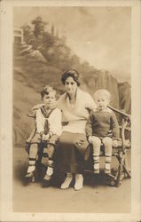 1919 Portrait of Woman and Two Boys - Roton Point Norwalk, CT Family Portaits Postcard Postcard Postcard