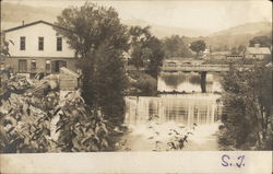 Dog River, Log Dam, C.V.R.R. Stone Arch Railroad Bridge Postcard